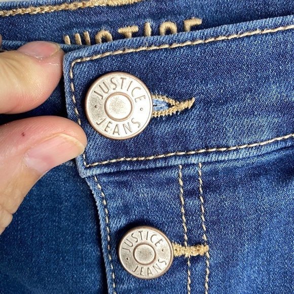 Justice NEW Tri-color Girl's Button Fly Jean Shorts Size 14 Stretchy Colorblock‎ - Picture 3 of 12